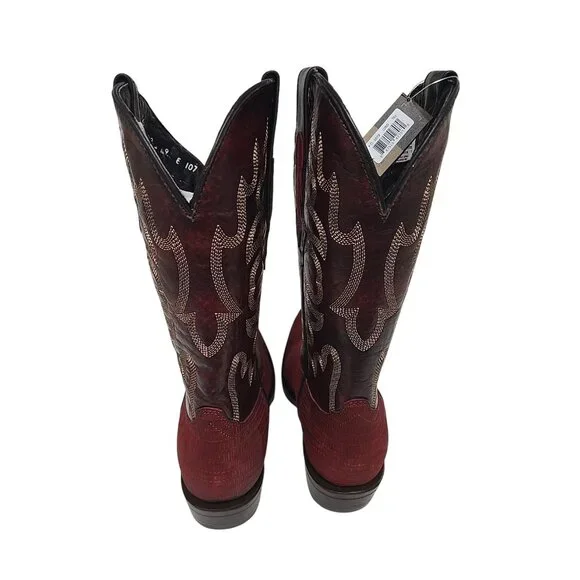 Dingo Men's DI 107 The Duke Snip Leather Pull On Western Boot Cherry Size 9D - Picture 3 of 6